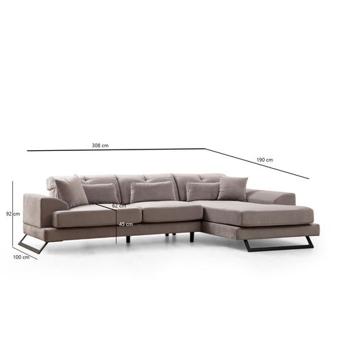 Atelier Del Sofa Kutna garnitura, Svijetlo siva, Frido Right (L3+Chl) slika 8