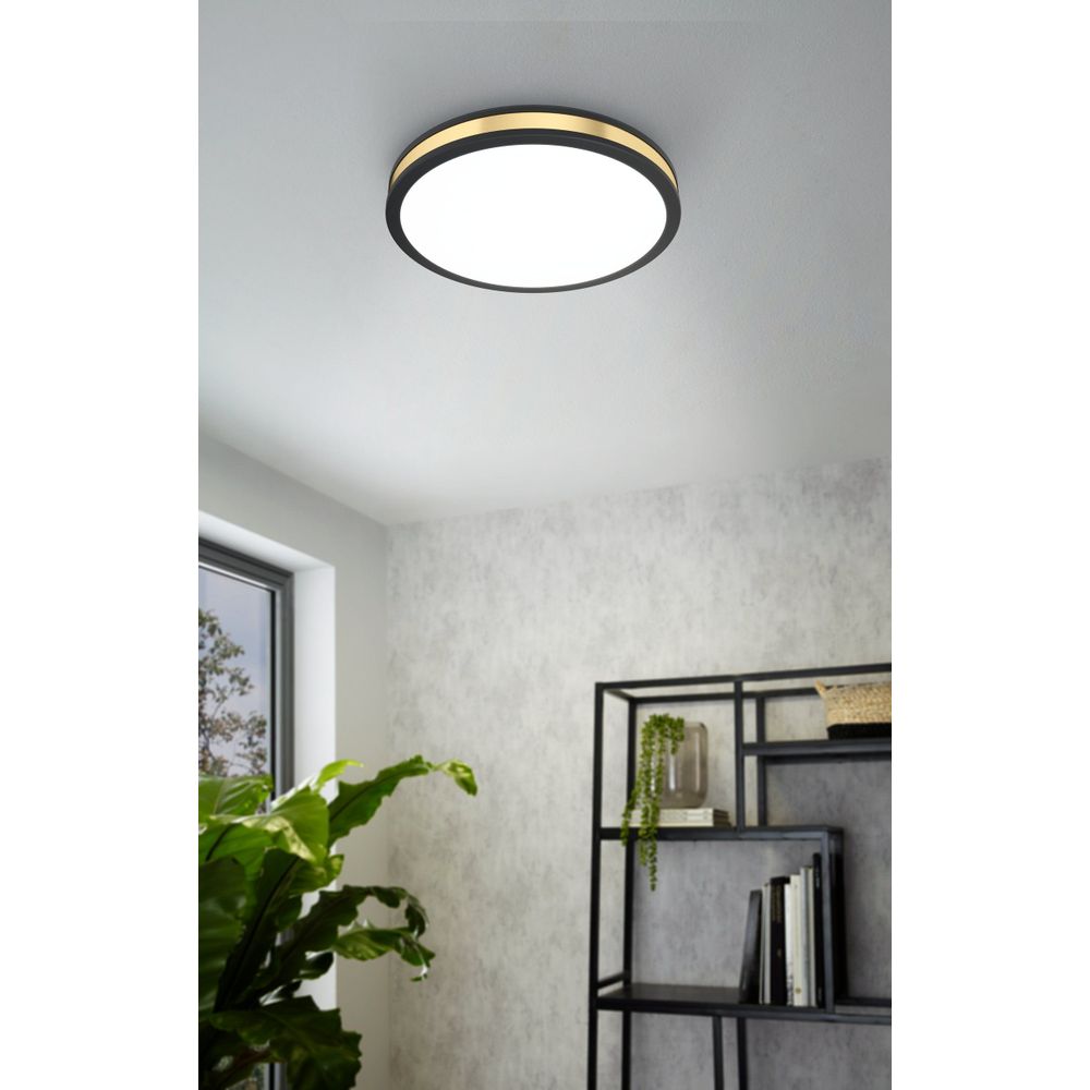 Eglo Pescaito zidna/stropna/1, led, 12w, 1350lm, prom 280, crna/zlatna/čelik  slika 2