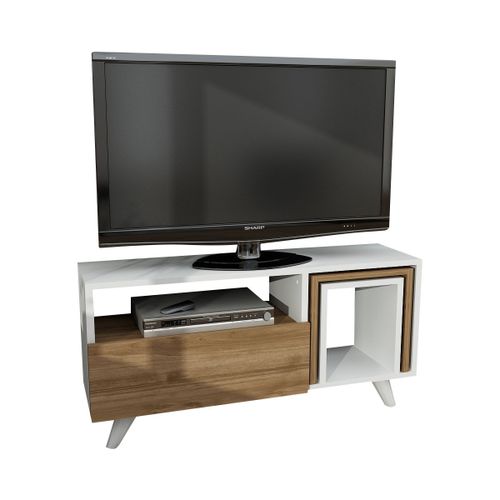 Woody Fashion TV jedinica, Bijela boja Orah, Novella K2 - White, Walnut slika 3