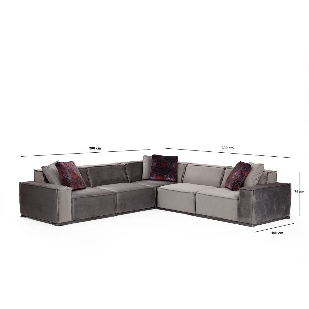Lego Corner 3 (L1-O1-C-O1-1R) Sivi Kutni Sofa slika 11