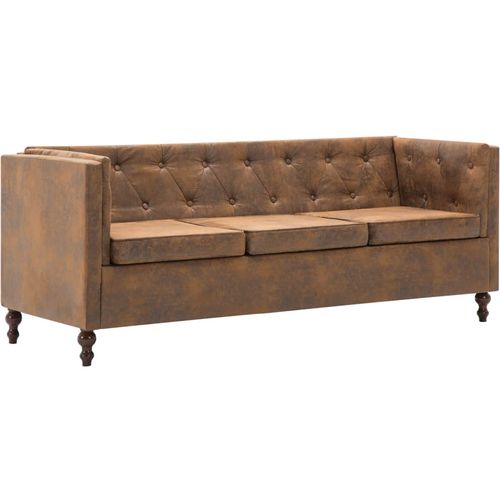 2-dijelni set sofa Chesterfield s presvlakom od tkanine smeđi slika 26