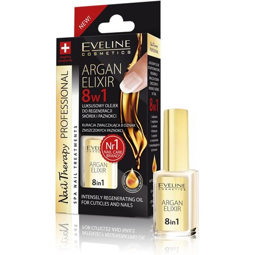 Eveline ulje za nokte i kožicu argan elixir nail therapy 8u1  12ml slika 1