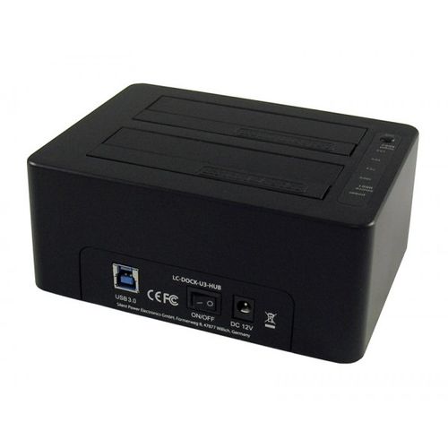 HDD D. Station dual bay LC-DOCK-U3-HUB 2xSSD/HDD, Black ,3x USB3.0 HUB slika 1