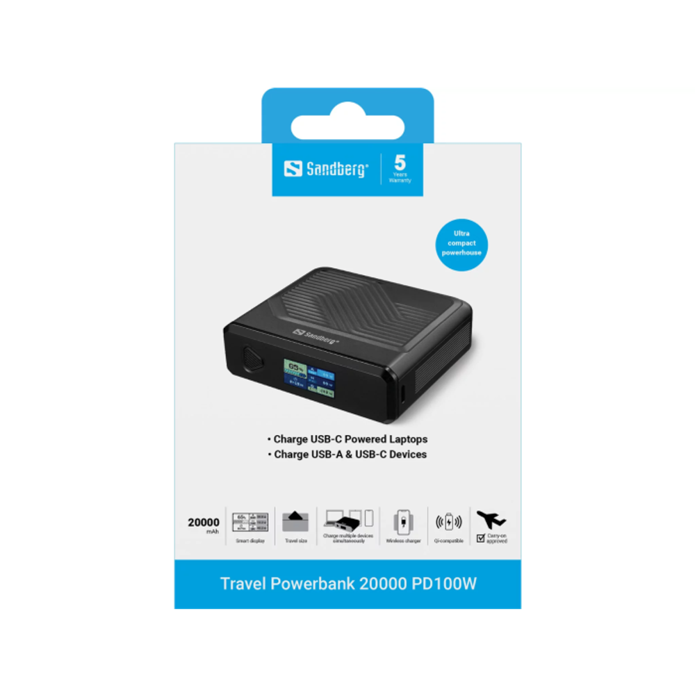 Sandberg Travel Powerbank 20000 PD100W prenosna baterija slika 7