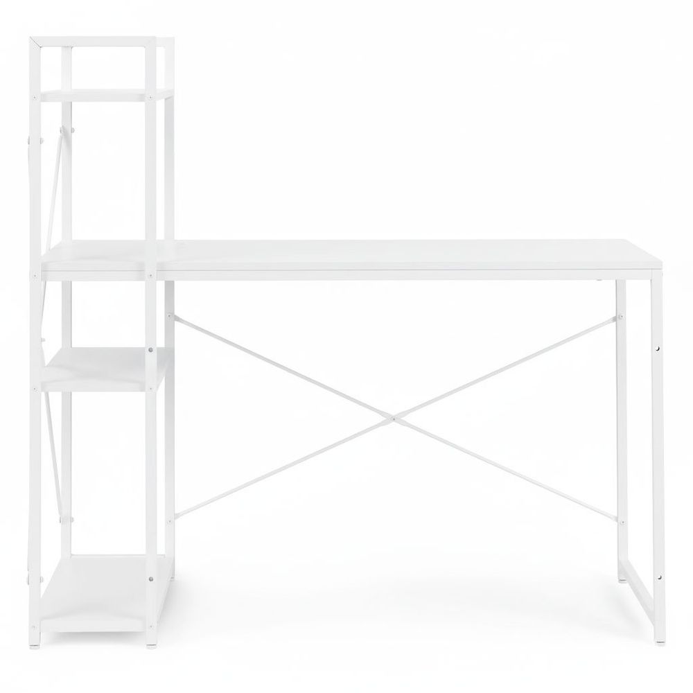 ModernHome uredski stol 120 × 60 cm s policom i 3 police – bijeli slika 4