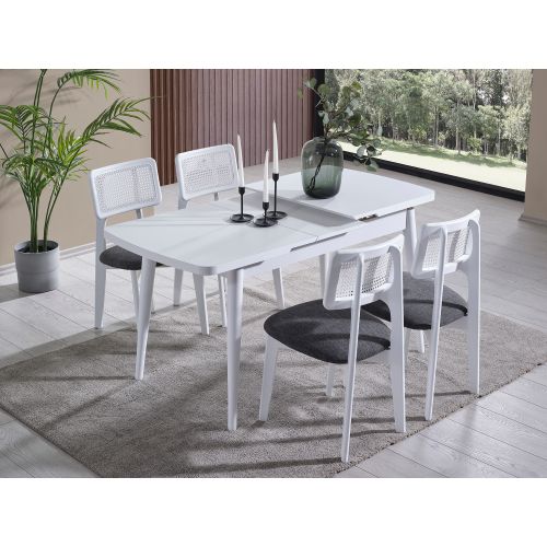 Milla - White White Extendable Dining Table & Chairs Set (4 Pieces) slika 5