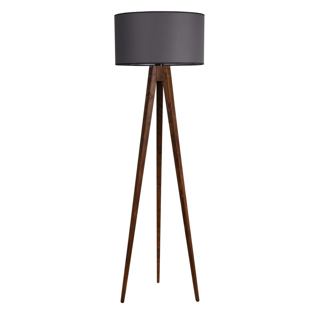 Tripod Ceviz Lambader Silindir Koyu Gri Abajurlu slika 2