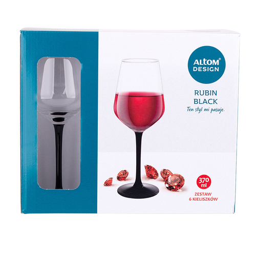 Altom Design Set Čaša za Vino Rubin Black 370 ml - 6 Komada slika 5