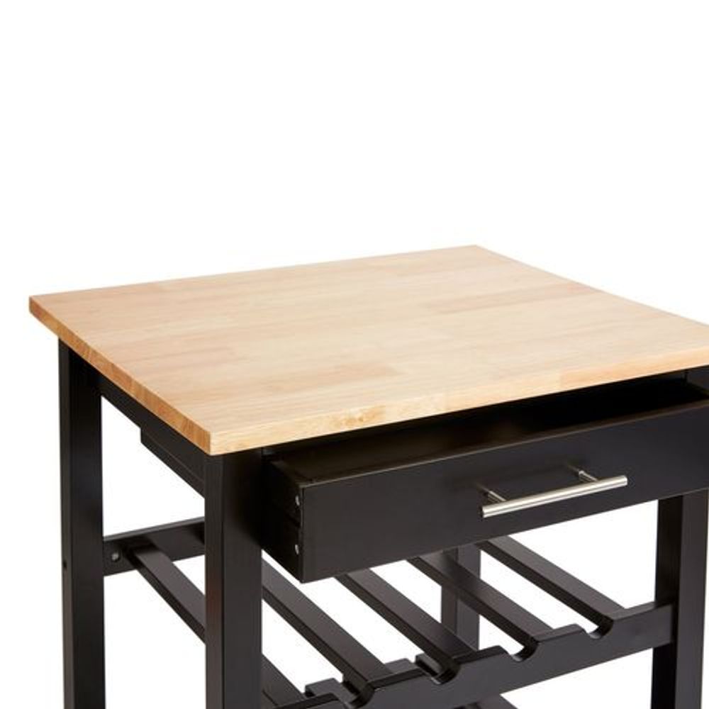 Five kolica kuhinjska s 3 police i ladicom, 58 x 48 x 87 cm, mdf/pvc, crna slika 3