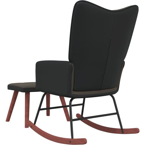 Stolica za ljuljanje s osloncem za noge tamnosiva baršun/PVC slika 6