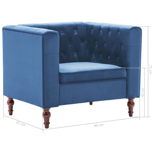 Fotelja od baršuna plava slika 22