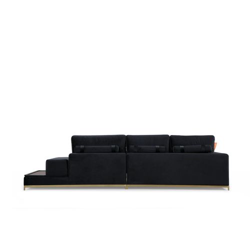 Atelier Del Sofa Četverosjed, LINE s integriranim stolićem, crni, Line With Side Table - Black slika 5