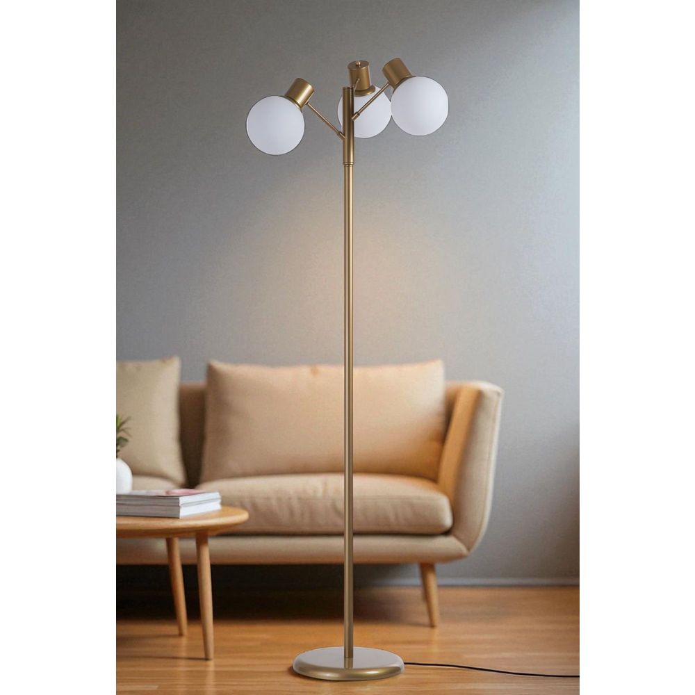 Opviq Podna lampa 234, Bijela, Zlatna slika 1