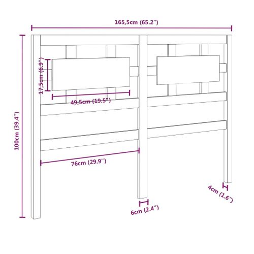 Uzglavlje za krevet boja meda 165,5x4x100 cm masivna borovina slika 6