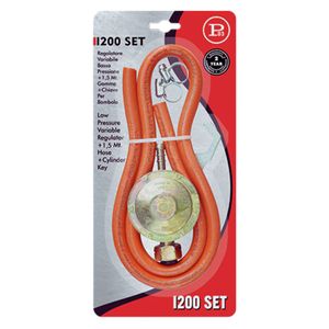 Kućni set za plin: 1,5 met crijevo,plinski regulator, 2 šelne,dihtung i vilasti kljuć 27 mm