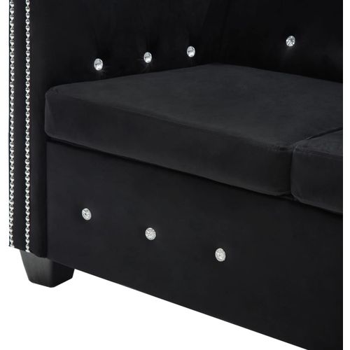 Chesterfield sofa za dvoje s baršunastom presvlakom 146 x 75 x 72 cm crna slika 37