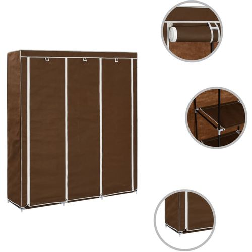 282454 Wardrobe with Compartments and Rods Brown 150x45x175 cm Fabric slika 10