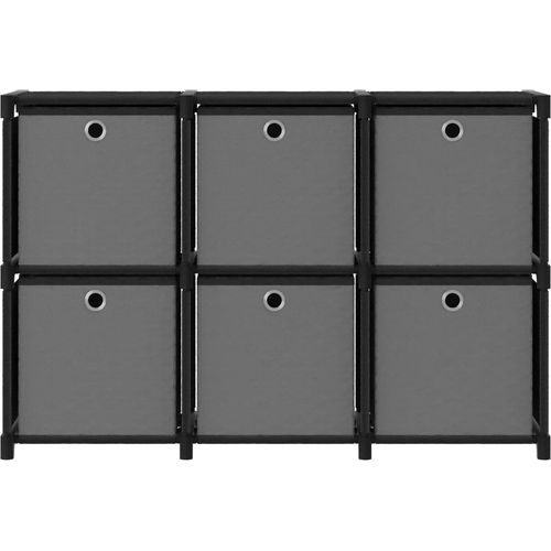Police za izlaganje sa 6 kutija od tkanine 103x30x72,5 cm crne slika 23