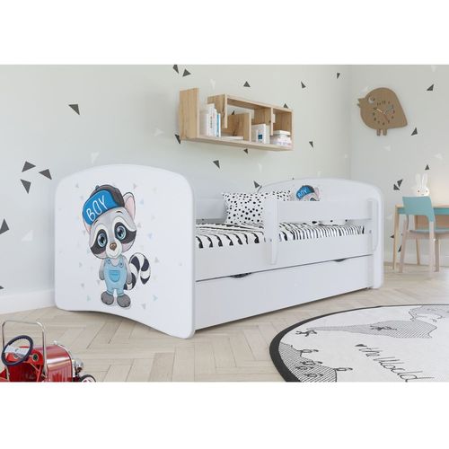 Drveni dečiji krevet RAKUN sa fiokom - beli - 160x80 cm slika 1