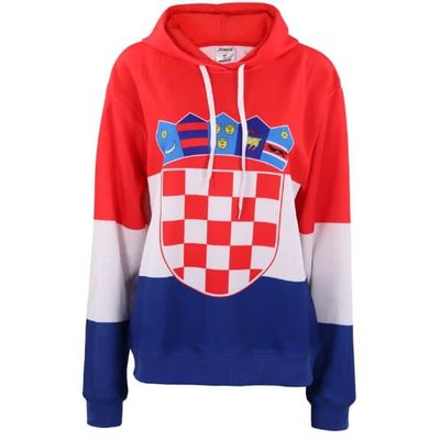 Domaja je hoodie majica jedinstvenog dizajna s hrvatskim državnim amblemom i bojama zastave. Tiska se visokokvalitetnom tehnikom tiska te ima kapuljaču s podesivim naramenicama.

Materijal : 100% poliester
