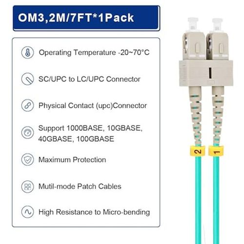 FO LC/UPC - SC/UPC MM OM3 DX LSZH Aqua 2.0mm 4769 slika 1