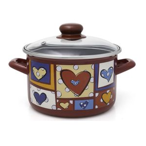 Metalac Šerpa Happy Hearts, duboka sa staklenim poklopcem 16 cm / 2 l