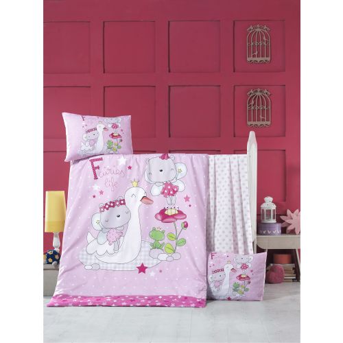 Colourful Cotton Komplet posteljine za bebe od ranforcea White Swan slika 1