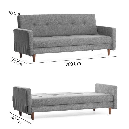 Atelier Del Sofa Hiko - Trosed na razvlačenje, svetlo siva slika 6