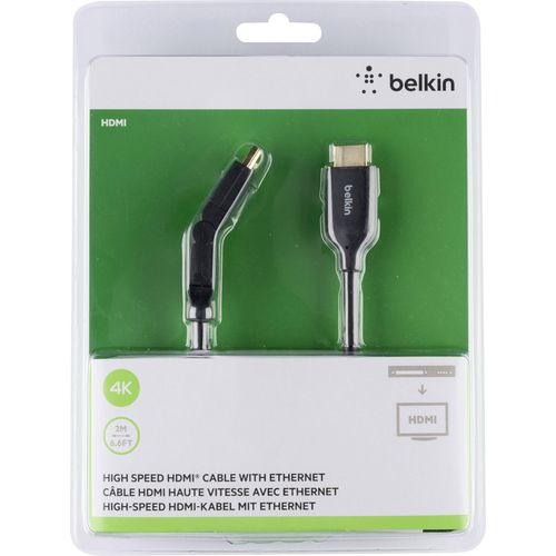 Belkin HDMI priključni kabel HDMI A utikač, HDMI A utikač 2.00 m crna F3Y023bt2M audio povratni kanal (arc), pozlaćeni kontakti, Ultra HD (4K) HDMI HDMI kabel slika 2