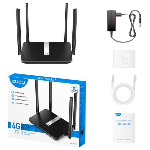 Cudy LT500 4G LTE AC1200 Dual Band MESH Wi-Fi Router CPE Dual band 2.4+5Ghz, 1W/4L 10/100, 4x Antena slika 4