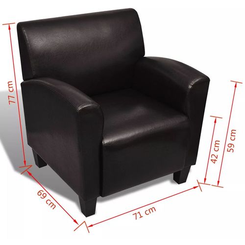 Fotelja od umjetne kože tamnosmeđa slika 29