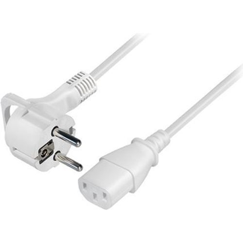 Transmedia Schuko plug flat to C13 jack 2,5m, White slika 1