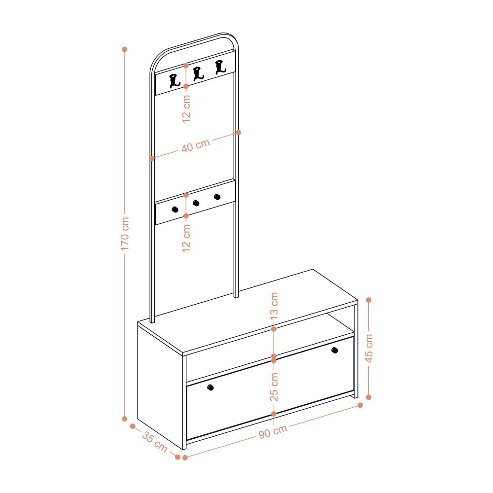 Nicole Sapphire Oak Hall Stand slika 5