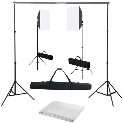 Oprema za fotografski studio sa svjetlima softbox i pozadinom slika 1