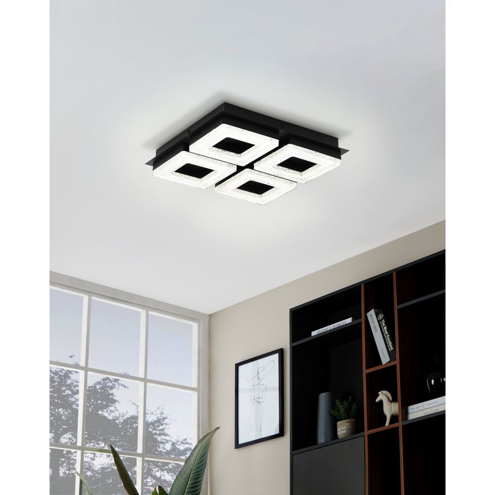 Eglo zidna/stropna rasvjeta fradelo 1 led 4x3,5w 3000k 1600lm crno/crno, prozirn slika 4