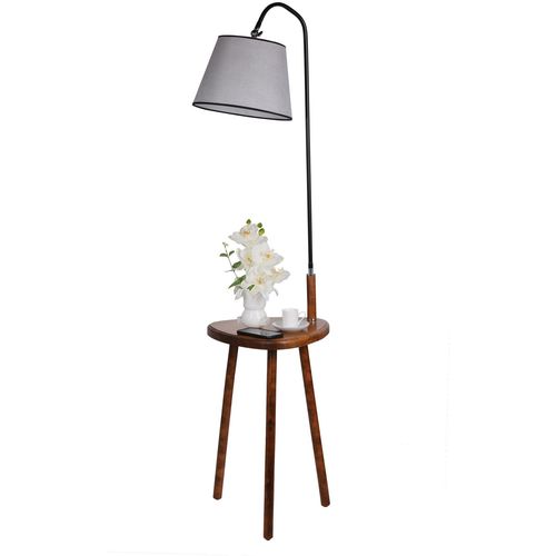 Demet Sehbalı Ahşap Lambader Ceviz Pramit Hasır Gri Abajurlu Walnut
Grey Floor Lamp slika 2