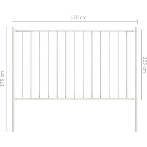 Panel za ogradu sa stupovima čelični 1,7 x 1,25 m bijeli slika 4