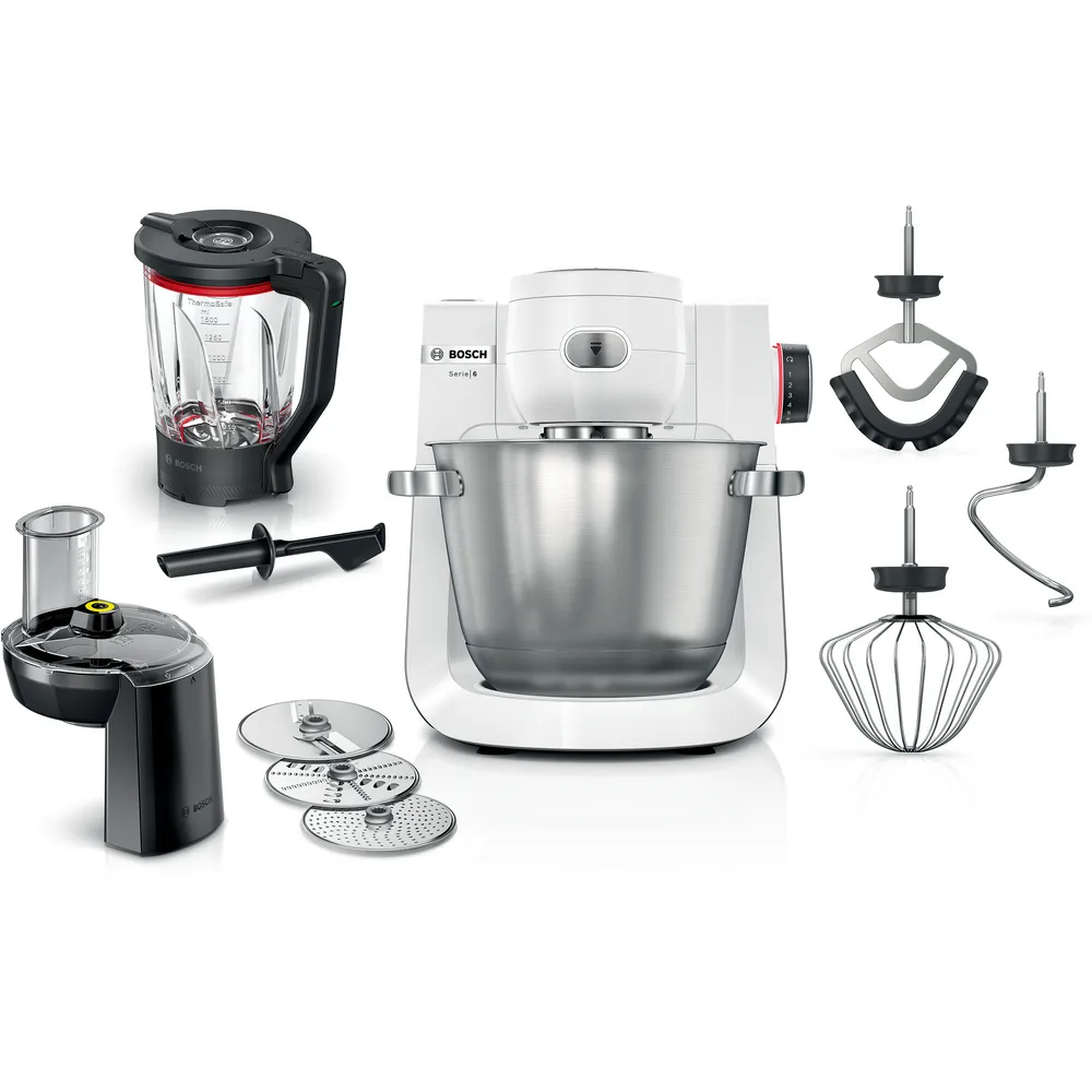BOSCH kuhinjski aparat MUM 6BIJELA-SREBRNA 1600W,5,5L, 7 Brzina, NOVI DIZAJN slika 1