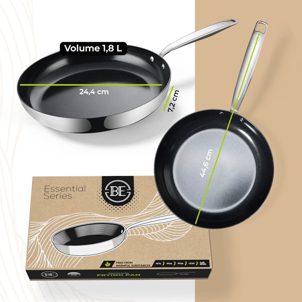 BE Living Tava Essential Black 24 cm troslojni nehrđajući čelik slika 8