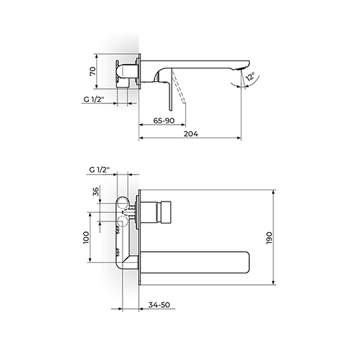 Rosan  QUADRO Uzidna baterija za lavabo slika 2