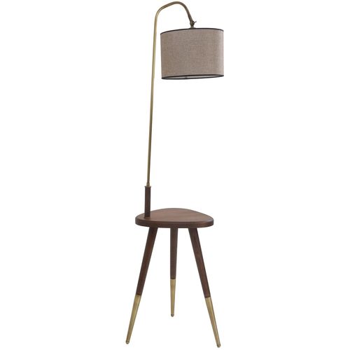 Demet Eskitme Lambader Silindir Koyu Hasır Abajurlu Copper Floor Lamp slika 2