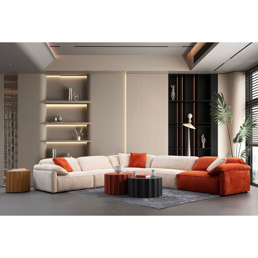 Ugaona Sofa Flamingo Corner 2 (L1+O1+C+O2+1,5R) - boje: krem narančasta slika 1