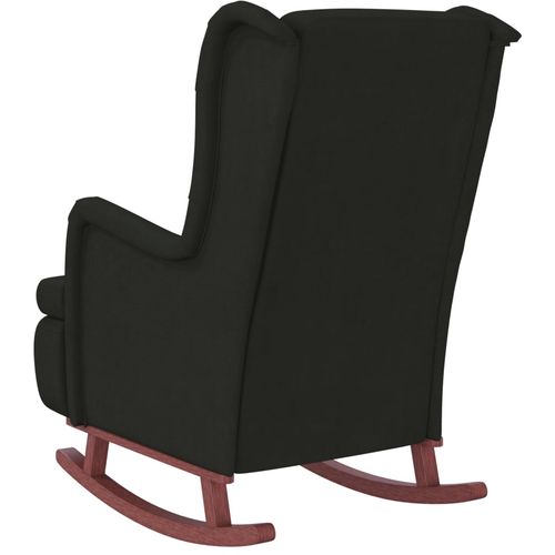 Fotelja s nogama za ljuljanje od kaučukovca crna baršunasta slika 13