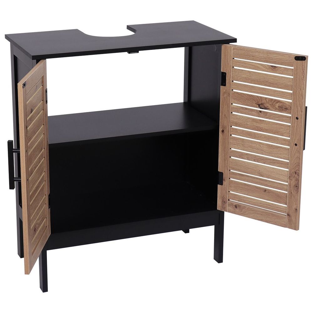 Tendance kupatilski ormarić sa 2 vrata i policom Bergen 60X30X70Cm Mdf Crno Wood 9900763 slika 2
