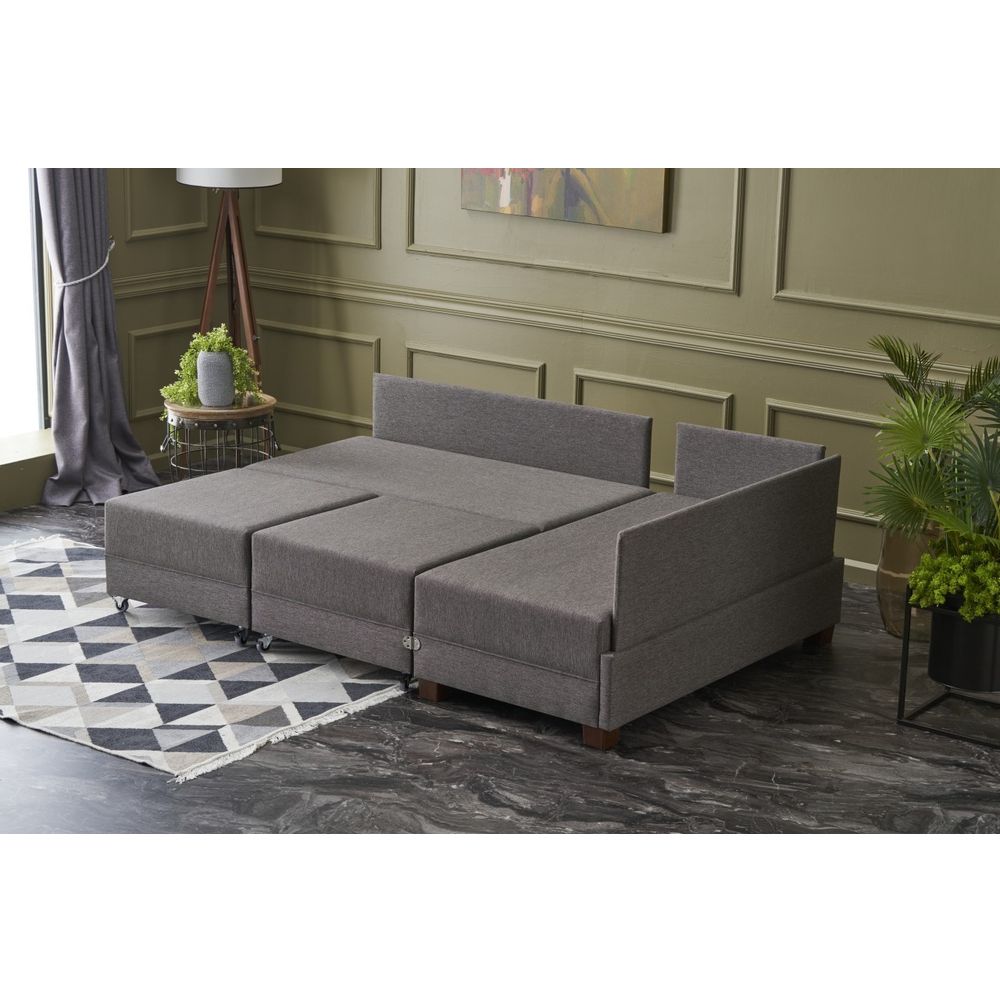 Ugaona Sofa na Razvlačenje Fly - Desni Kut, Braon slika 3