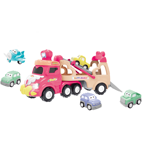 Transporter dječjih automobila - 5 u 1 - Bijelo - ružičasti slika 2