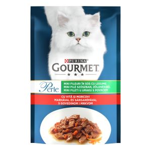 GOURMET Perle Mini fileti u umaku s povrćem, s govedinom i mrkvom, 85g