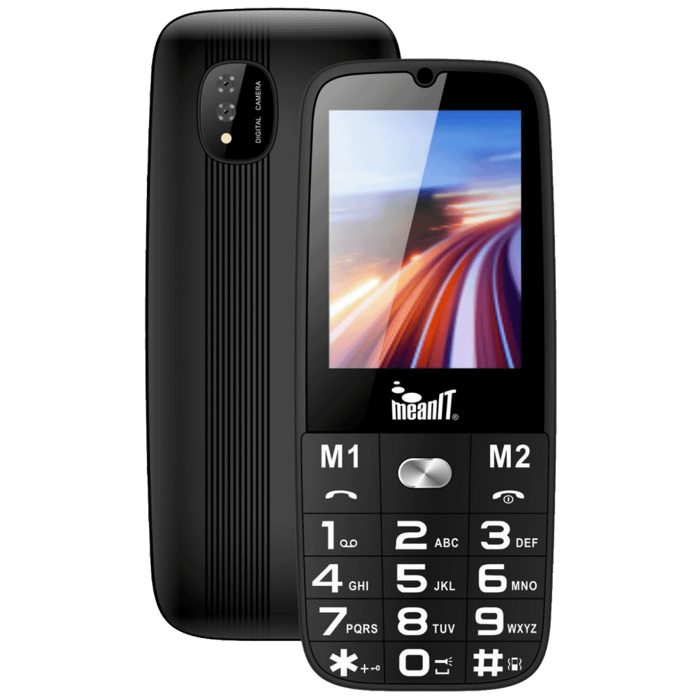 MeanIT Telefon mobilni, SOS tipka, LED svjetiljka - Senior 15, Crni slika 1