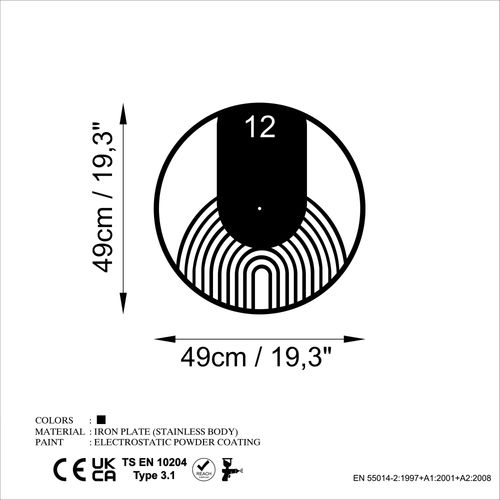 Wallity Ukrasni metalni zidni sat, Elliptical slika 6
