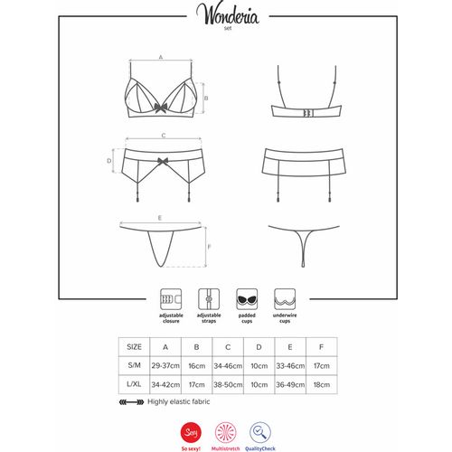 Sexy set 3-delni Wonderia crne boje - L/XL slika 5